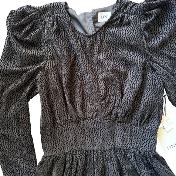 NWT MEDIUM Lini Gemma Sheer Sleeve Black Long Sleeve Dress - Picture 3 of 9